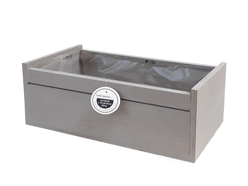 Truhlík dřevo 30cmx18cm šedý obdelník
