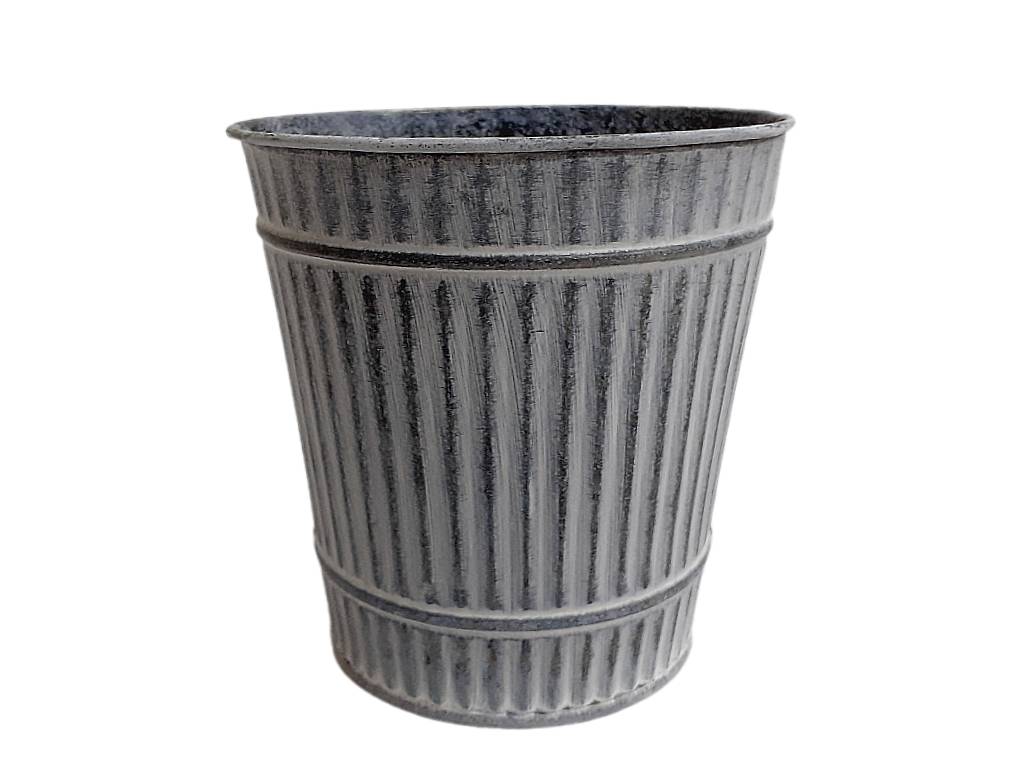 Obal plechový 12 cm kulatý šedý pruhy