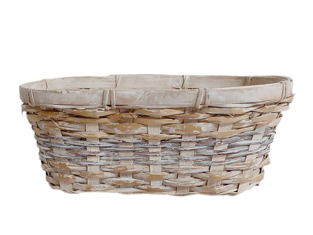 Truhlík proutí 23cmx12cm ovál bílohnědý