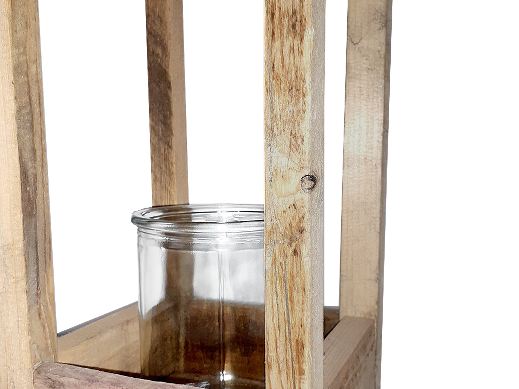 Lucerna 38 cm x 22 cm dřevo se stříškou
