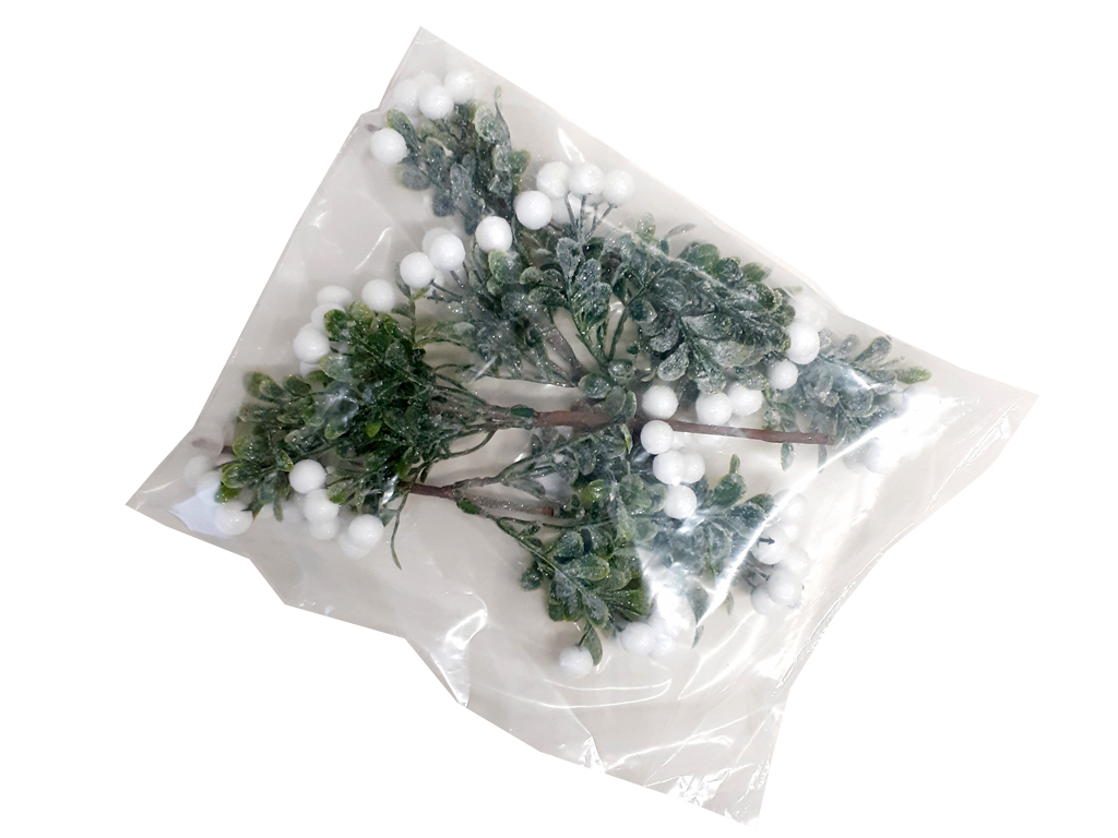 Větvička bobule 26cm 4ks bílá