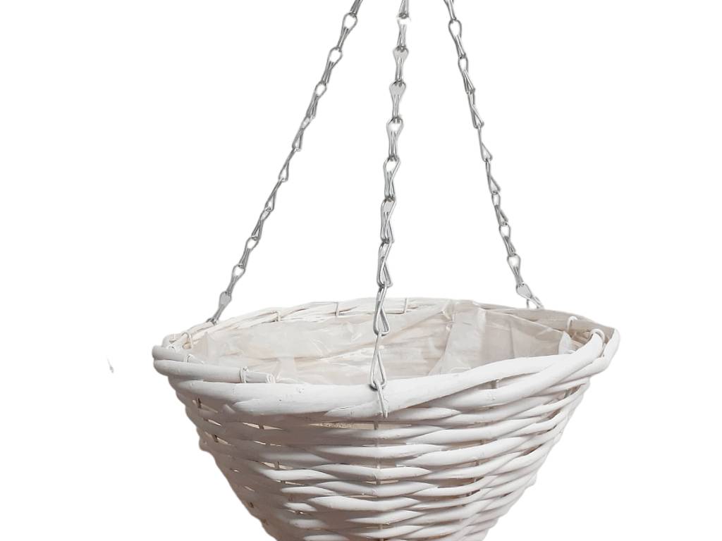 Obal proutěný závěsný ∅ 28 cm kulatý šedý, bílý