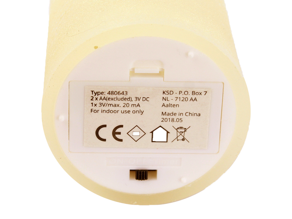 Svíčka s LED diodou 10cmx7,5cm bílá