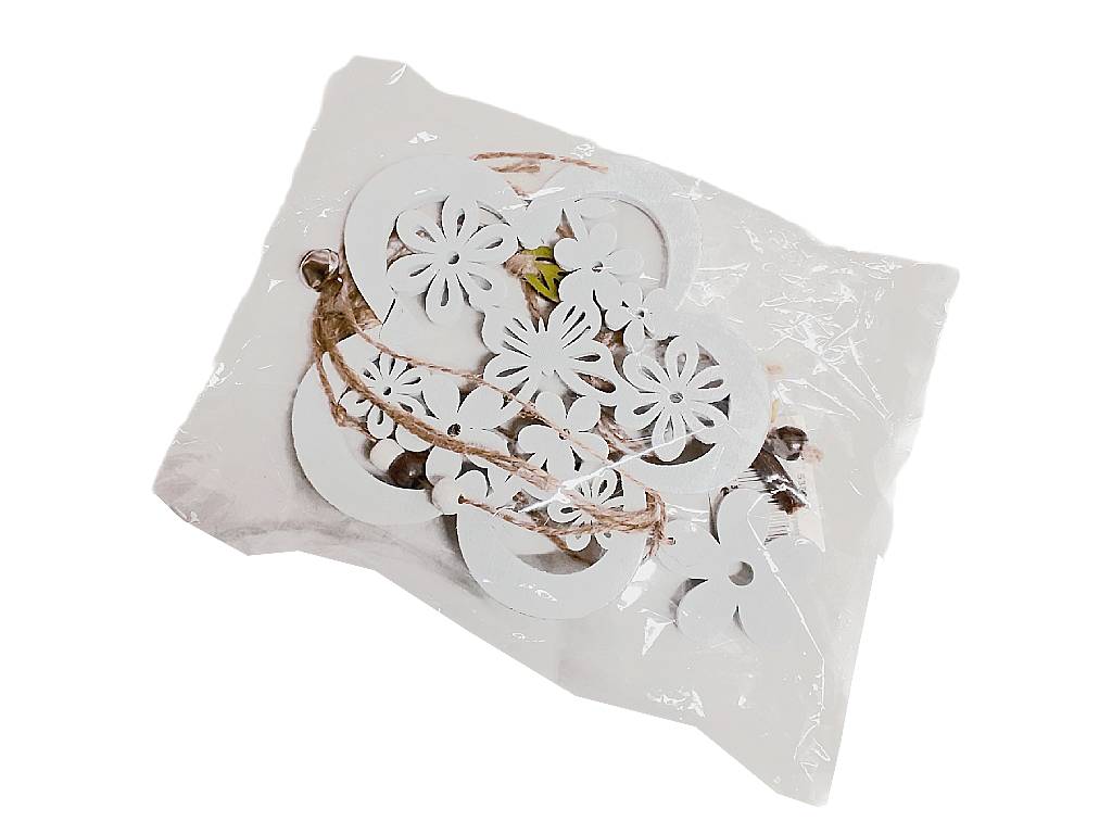 Srdce kytka dřevo girlanda 65 cm