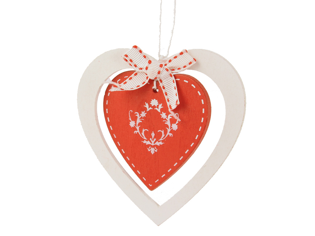 Hvězda, stromek, srdce dřevo závěs 3 ks bíl