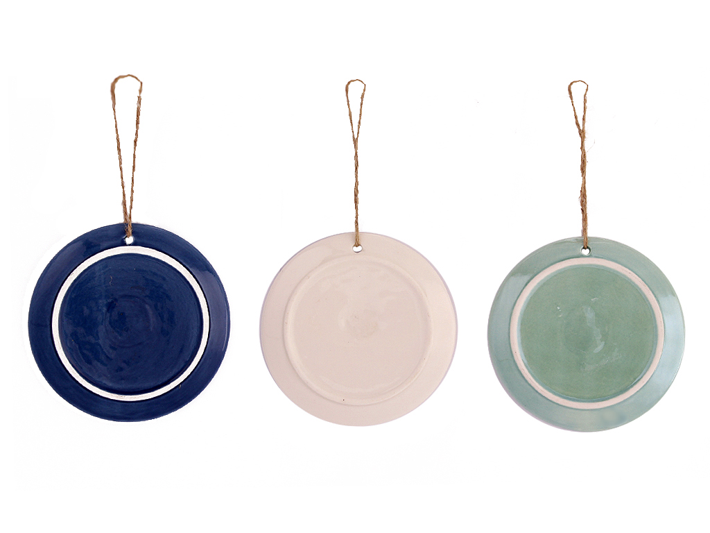 Vánoční dekorace porcelán 3 ks 9 cm color