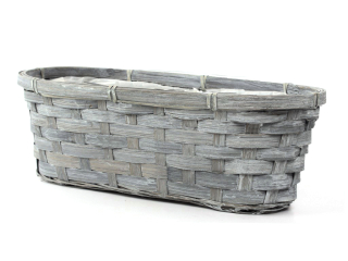 Truhlík proutí 28 cm x 13cm ovál šedý