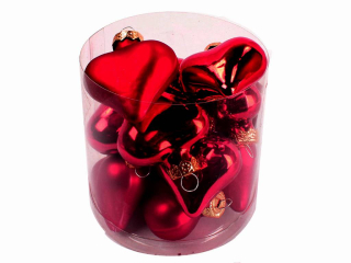 Ozdoba srdce 4cm 12ks bordó