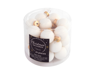 Ozdoba koule 2,5cm 24ks bílá