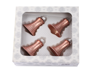 Ozdoba zvonek 6,5cm 4ks pruh světle hněd