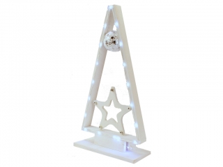 Stromek dřevo 39cm dekor hvězda svítící