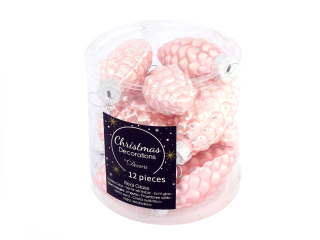 Ozdoba šiška 6cm 12ks světle růžová