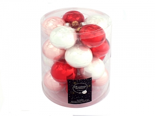 Ozdoba koule 6cm 20ks mix růžová,bílá,če