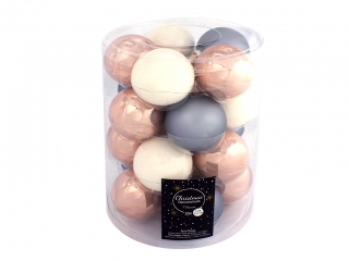 Ozdoba koule 6cm 20ks mix ocel,bílá,růžo