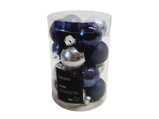 Ozdoba koule 3,5cm 16ks MIX modrá