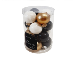 Ozdoba koule 3,5cm 16ks MIX černá,zla,bí