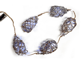 Kapky proutěné svítící závěsné 5 ks naturální