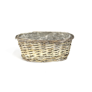 Truhlík proutí 24 cm x 13 cm ovál šedý