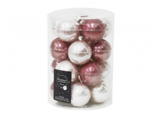 Ozdoba koule 6cm 20ks mix losos,růžová
