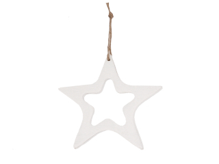Hvězda dřevo 13cm obrys bílá decor