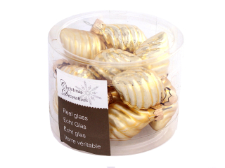 Ozdoba oliva vroubkovaná 4cm 12ks zlatá