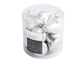 Ozdoba zvonek 4cm 12ks stříbrná