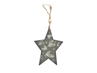 Hvězda dřevo 9cm ván.motiv glitter