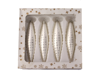 Ozdoba raketa 14cm 4ks pruh bílá