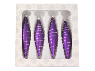 Ozdoba raketa 14cm 4ks pruh fialová