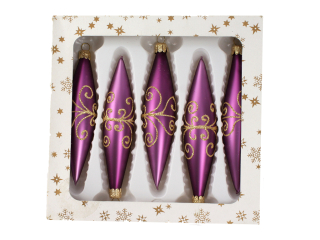 Ozdoba raketa 14cm 5ks ornament fialová