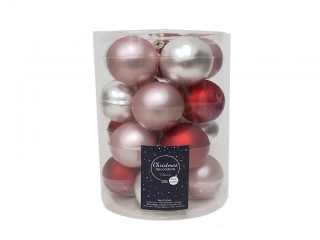 Ozdoba koule 6cm 20ks mix růžová,stří,če
