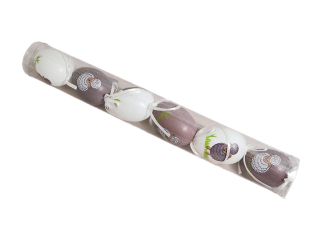 Vajíčka přízdoba 6 cm 6 ks fialová, bílá, tuba