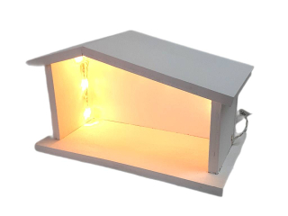 Betlém dřevěný svítící 20  x 11 cm bílý