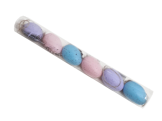 Vajíčka přízdoba 6 cm 6 ks mix peříčka tuba