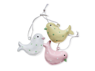 Ptáček kov závěs 6cm 3ks color