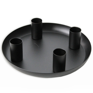 Adventní svícen kov 17 cm kulatý černý