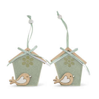 Domeček filc 2 ks 8 cm závěs zelený