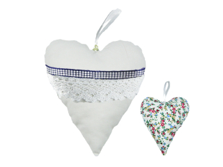 Srdce V látkové 14 x 12 cm barevný květ