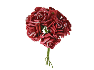 Květ pěnový růže 6 cm 8 ks glitter color