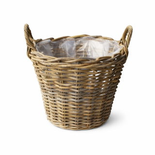 Obal ratan 30 cm kulatý s uchy šedý