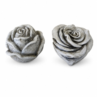 Růže 14 cm polyresin světle šedá