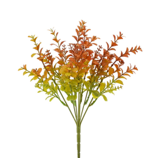 Větvička drobné lístky 32 cm oranžovozelená