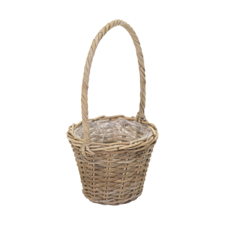 Košík ratan 24 cm kulatý šedý