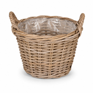 Obal ratan 39 cm kulatý s uchy šedý