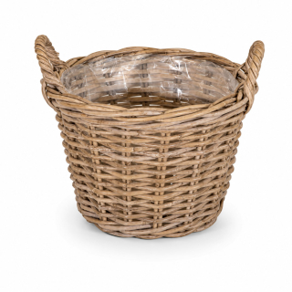 Obal ratan 30 cm kulatý s uchy šedý