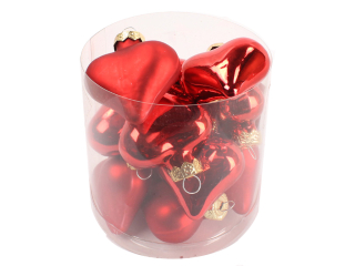 Ozdoba srdce 4cm 12ks červená