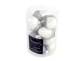 Ozdoba žalud 4cm 12ks bílá