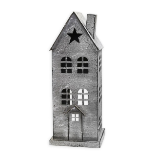 Domek kov lucerna 39 cm šedý
