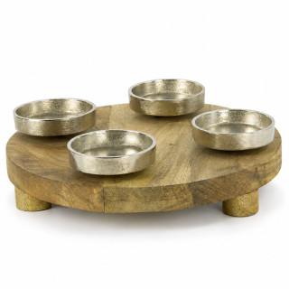Adventní svícen 25 cm dřevo kulatý natural