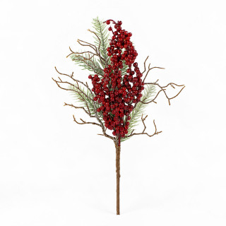 Větvička smrk s červenými bobulemi 35 cm